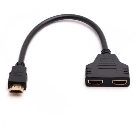 Splitter HDMI 1 in 2 Out, doppio adattatore HDMI per 2 monitor, cavo adattatore HDMI maschio a doppia femmina, cavo splitter HDMI 1080p compatibile con TV monitor, proiettore, DVD, PS3, Xbox, Plug and
