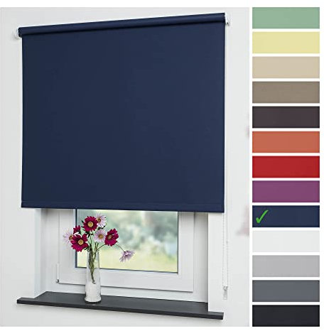 Liedeco® Rollo, Kettenzug-Rollo/Verdunkelnd, Abdunkelnd, Blickdicht / 142 x 180 (Breite x Höhe) / Farbe: Nachtblau/Variable Montage