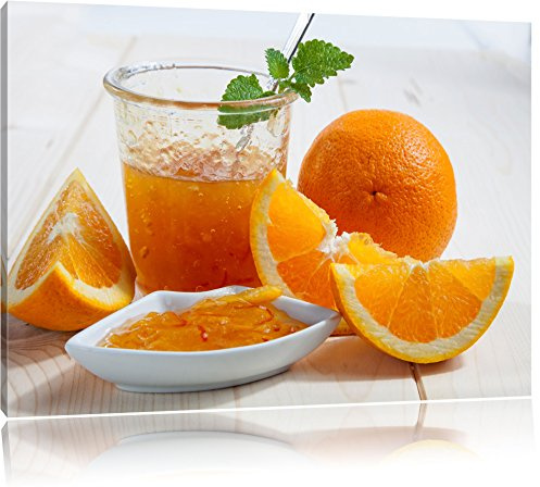 Pixxprint Orangen Orangenmarmelade Orangensaft, Größe: 60x40cm, Leinwandbild, fertig gespannt, Wandbild, Dekoration, Kunstdruck, kein Poster