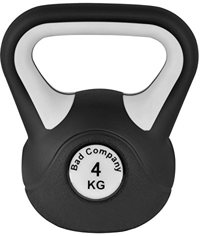 Bad Company Kettlebell I Kugelhantel aus Kunststoff I Schwunghantel Workout in verschiedenen Gewichtsstufen I 4 kg (Black & White)