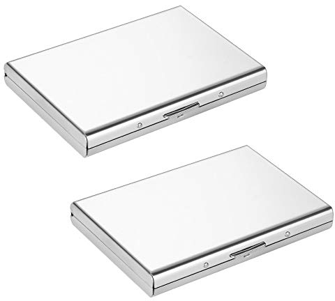 Vicloon Porte-Carte de Crédit,2pcs Visite Métallique avec la Technologie de Blocage RFID,Cool Etui de Carte de Visite Slim Métal - 6 Slots pour Vos Cartes de Crédit (2pcs Blanc)