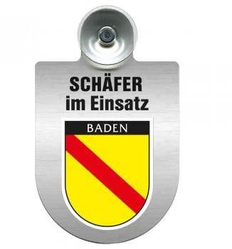Einsatzschild Windschutzscheibe incl. Saugnapf - Schäfer im Einsatz - 309387 - incl. Regionen nach Wahl Farbe Region Baden
