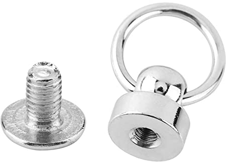 10 Stücke Niet Stud mit Ring, Silber Messing Rundkopf Screwback Button Studs Screw Kit für Kunst und Leder Handwerk DIY