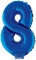 Zahlen Folienballon 41 cm mit Stab - Blau Zahl 8