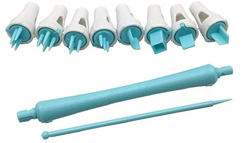 Juego de 9 bolígrafos de encaje tipo flor, de plástico apto para uso alimentario, para galletas o tartas, con un pin. 9pcs Style 1