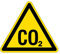 Warnzeichen - Warnung vor CO2 - Erstickungsgefahr - Kunststoff Selbstklebend - Schenkellänge 10 cm