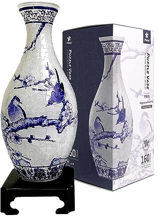Pintoo 3D Puzzle Blumenvase - Magpies on Plum Tree [S1025], Zauberhafte Geschenkidee für stilvolle Heimdekoration, 160 Teile