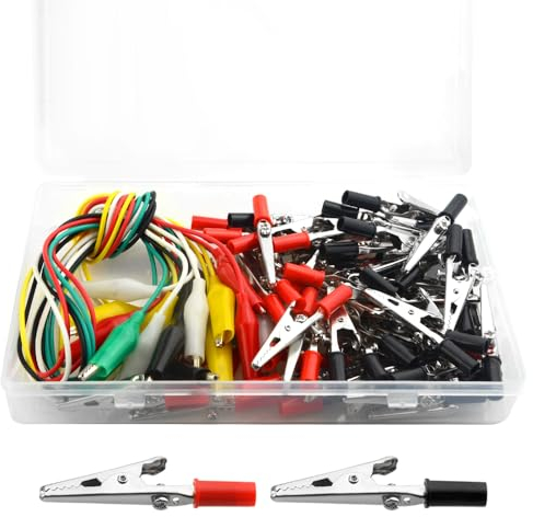 WMYCONGCONG 60 pièce Pinces crocodiles métalliques, pinces à ressort, pince crocodile et cordon de test avec pinces crocodiles, kit de fils de connexion avec sondes de test pour tests électriques