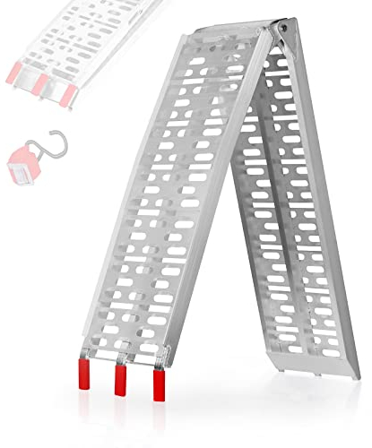 Jago® Rampa di Carico - Set da 1 o 2, Pieghevole, in Alluminio, Carico Massimo 340kg, 227x30 cm, Portatile - Accesso per Moto, Scooter, Quad, Trattorino, Furgone, Carrello (1 Rampa)