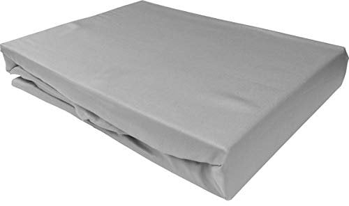 Bettwaesche-mit-Stil Mako Satin Spannbettlaken Spannlaken Spannbetttuch (160 cm x 200 cm, Matratzenhhöhe 21-30cm, Grau)