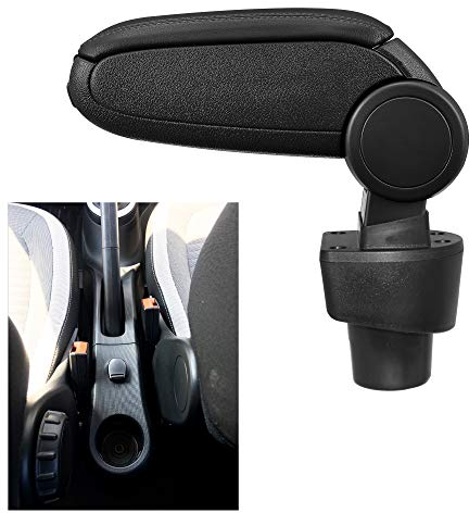LP Trade Mittelarmlehne für Twingo 3 III | Zubehör für Aufbewahrungskonsole und Armstütze mit Organizerfach | Ersatzteil für den Innenraum des Autos | Kunstleder schwarz – schwarze Naht