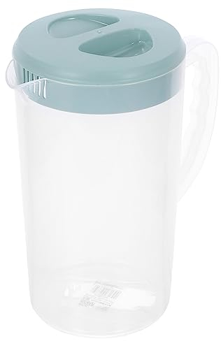 HEMOTON 2600ML Kühlschrankkrug Wasserkaraffe mit Deckel Wasserkrug Saftkaraffe Kunststoff Krug mit Skala für Heiß Kaltsaft Tee Saft Getränke Milch Kaffee Blau