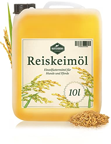 Martenbrown® Reiskeimöl 10 Liter für Pferde, Hunde und Esel I Im praktischen Kanister | Nahrungsergänzung für Trockenfutter, Dosenfutter oder als Barf-Öl