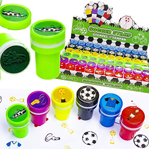 Carpeta - 30 x Fussball Stempel für Kinder | NEU | Multicolor | Fußball Mitgebsel┃Kindergeburtstag┃30 Stück