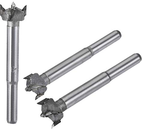 sourcing map Forstner Holzbohrer 15mm 16mm 17mm Durchm. Lochsäge Hartmetall Stahlspitze Rundschaft Schneiden für Scharnier Sperrholz Holzwerkzeug 3in1 Set