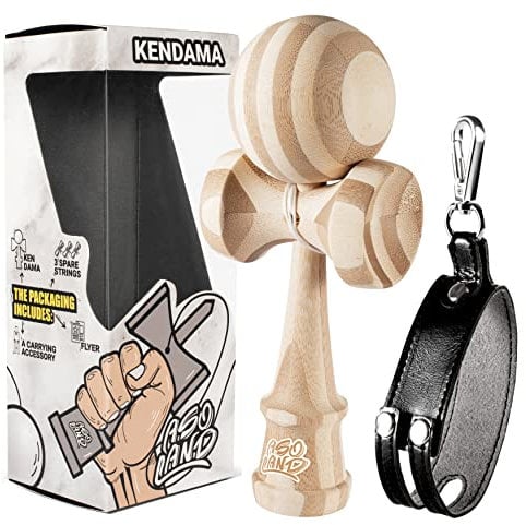 Kendama – Japanisches Holzspielzeug – Traditionelles Geschicklichkeitsspiel für Kinder & Erwachsene – Trainiert Reflexe & Geschick – Komplettset für Anfänger & Fortgeschrittene (Bambus naturbelassen)