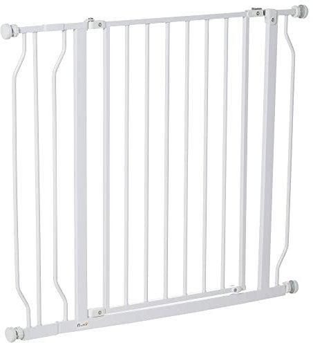 PawHut Barrière de sécurité Chien barrière Extensible 75-95 x 76 cm barrière escaliers couloirs Portes sans perçage en Acier et ABS Blanc