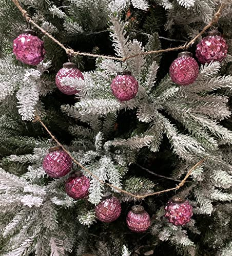 MC Trend Juego de 2 guirnaldas de bolas de Navidad de cristal, 5 cm de diámetro, decoración para árbol de Navidad (2 guirnaldas adornos rosa fucsia)