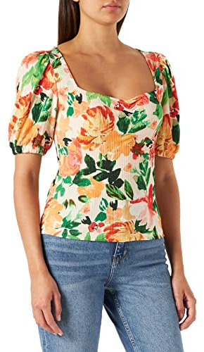 NA-KD Top con Escote de corazón Blusas, Floral, S para Mujer