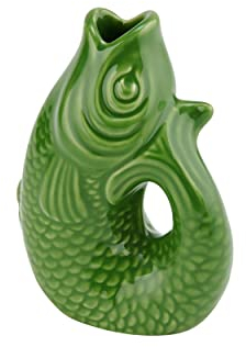 Gift Company Vase Monsieur Carafon XS, Vase décoratif en Forme de Poisson Faïence Green Bay