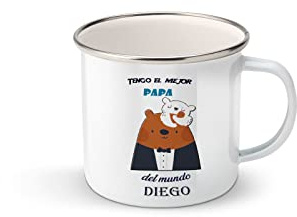 Taza personalizada con nombre, idea de regalo para el día del padre, regalo ideal para papa (papa oso con niño)