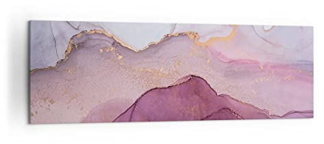 Panorama Bilder auf Leinwand 160x50cm Leinwandbild Marmor Pink Violett Groß XXL Wanddeko Bild Schlafzimmer Küche Wandbilder Dekoration Wohnzimmer Wall Decor Canvas Wand Kunstdruck Art AB160x50-4668