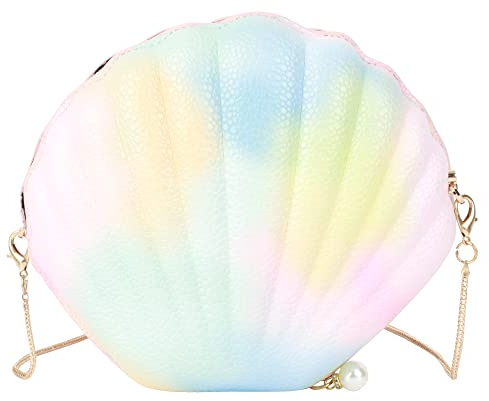 Milya Damen Muschel Abendtasche Clutch Mädchen Meerjungfraukostüm Handtasche Umhängetasche Mädchen Partytasche mit Kette Bunt