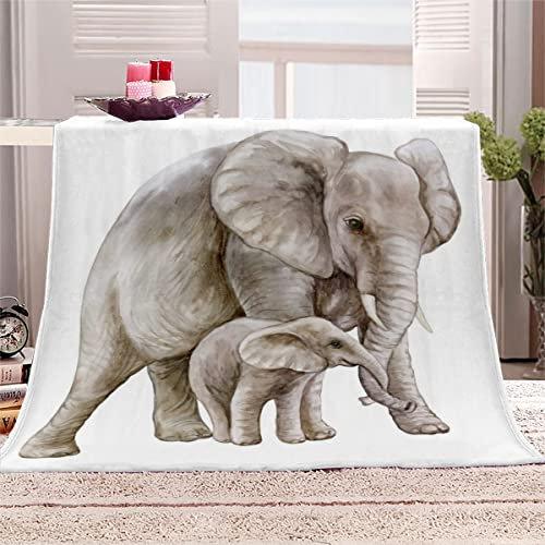 Aolity Kuscheldecke 130x150 cm Jungen Junge Teenager Mädchen Extra Weich Wohndecke Mikrofaser Kuscheldecke Natur Tiere Elefanten Sofadecke Flanelldecke 3D Druck Wohndecke