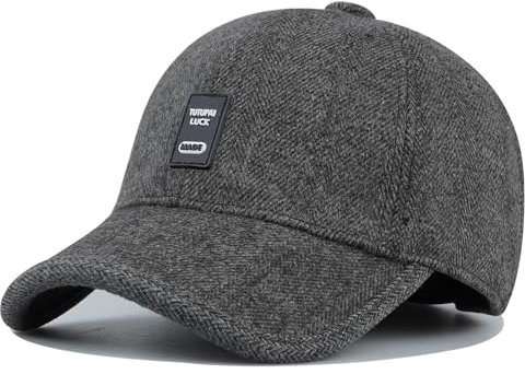 Clakllie Berretto da Baseball con Paraorecchie - Autunno/Inverno Cappellino Uomo con Visiera Cappello Casual Snapback Cotone Trucker cap with Ear Flap Regolabile Cappellino Sport Cappucci da Golf