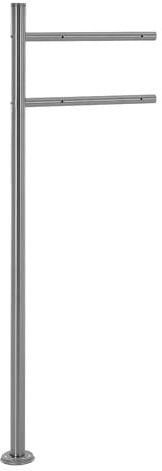 ML-Design Briefkastenständer aus Edelstahl, Silber metallic, Gesamthöhe 120 cm, Rund, Freistehend, Briefkastenpfosten zum Anschrauben, Briefkasten Standfuß Ständer, Halterung für Wandbriefkasten
