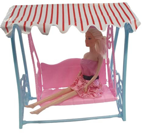 Fat-catz-copy-catz 1x Plastic Pink Age 3+ & Blue Garden Swing for 11-12 Princess Dolls Dollhouse Furniture - Doll NOT Included