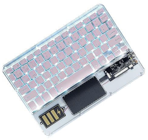 Backlit Bluetooth Keyboard for iPad, Mini Wireless Keyboard with Trackpad, Multi-device Portable Keyboard, Tablet Keyboard Rechargeable, Slim Lightweight Phone Keyboard, for Windows/Android/iOS