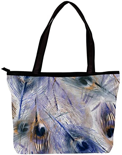 TBOUOBT Handtaschen für Damen Mode Tragetaschen Umhängetasche Satchel Taschen,Pfau Feder abstrakte Kunst modern