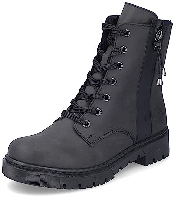 Rieker Damen Schnürstiefeletten Y2441, Frauen Stiefeletten,schnürboots,übergangsschuhe,Boots,Stiefel,Bootee,Booties,schwarz (00),36 EU / 3.5 UK
