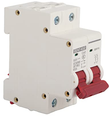 Lwuey Disjoncteur Miniaturisé DZ47-63Z, DC Air Interrupteur Protecteur énergie Montage Sur Rail Din Isolateur Coupure Courant Continu Système Solaire 2P Basse Tension Pôles 500V MCB Sécurité 40A