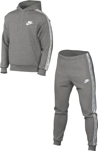 Nike Tuta Grafica Da Uomo Con Cappuccio Club Fleece, Dk Grey Heather/White, FB7296-063, S