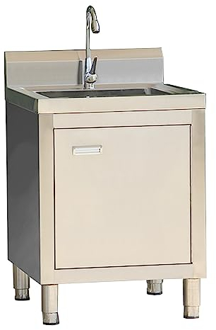 TRGCJGH Küchenschrank Unterschrank Küchenspüle Edelstahl, Freistehende Spültisch mit Schrank für Außen Innen Küche Standschrank (60x60x80cm/23.6x23.6x31.4in,Single Bowl)