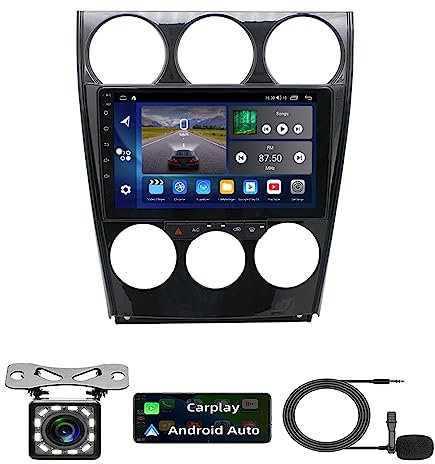 VAIGAI Doppel Din Radio Android Autoradio Carplay Bluetooth Für Mazda 6 2002-2007 2din Radio GPS Sat Navi Mit Naviceiver Aux Video Out Multimedia Car Play DSP Rückfahrkamera (Color : 4Core 1+16G)