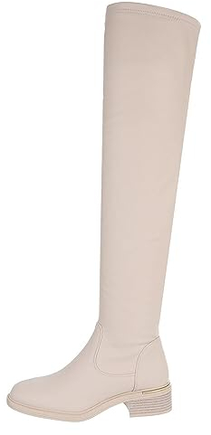 Ital Design Damenschuhe Stiefel Overknees, DES650P-, Kunstleder, Beige, Gr. 37
