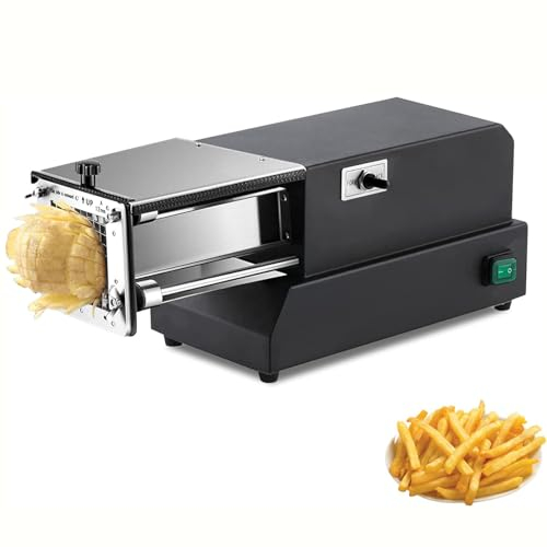 DDZJTPP Máquina Eléctrica para Cortar Patatas Fritas,Cortador De Patatas Eléctrico Profesional Comercial Y Doméstico con Cuchilla para Un Corte Fácil Y Seguro,para Patatas,Zanahorias,Black-8mm