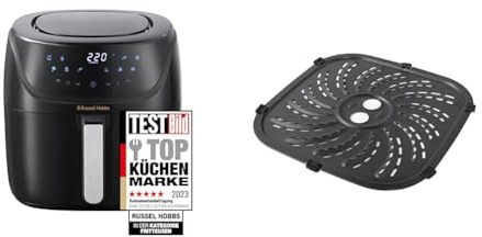 Russell Hobbs Heißluftfritteuse Set: L 4l [sehr kleines Gehäuse|7 Kochfunktionen|10 Programme] 27160-56 + Ersatzteil Grillplatte inkl. Gummifüße [für SatisFry Airfryer 4l 27160-56] N700639
