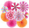 Homarkable 10 Stück Papierfächer Set in Pink & Orange - Süßigkeiten-Muster Candy-Theme Deko für Geburtstag, Gartenparty & Candy-Bar
