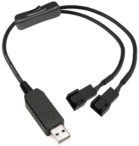 Gebildet Full Speed 12V Voltage Step-Up USB to Dual 3-Pin and 4-Pin PC Fan Sleeved Power Adapter Cable with Switch