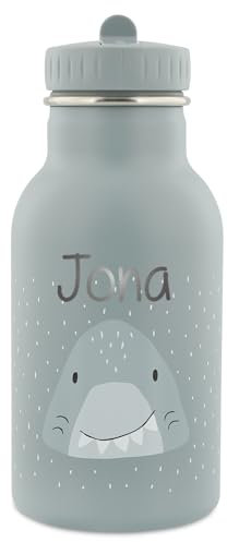 Personalisierte Trixie-Baby Thermo-Trinkflasche aus Edelstahl mit Namensgravur (Hai)
