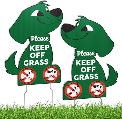 2 PC Keep Off Grass Sign - 8x12 inches Double Sided Coroplast No Peeing Dog Signs for Yard