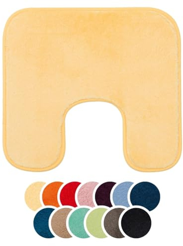 liebling Badteppich mit Bügelausschnitt, 100% Polyester - Mikrofaser, Serie Santos, 50 x 45 cm,1500 g/m², 30 Grad waschbar, Farbe: Sonne