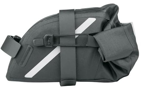 SKS GERMANY Trail Saddle Bag L Satteltasche für Fahrräder (Fahrradtasche, Spritzwasserdicht, Rolltop-Verschluss, Für Mountain- und Gravelbiker, Reflektierende Halterungen), Schwarz
