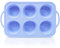 Super Kitchen Moule à muffins profond en silicone avec cadre et poignée en métal – 6 moules à cupcakes antiadhésifs – Grand moule à pudding Yorkshire, bleu