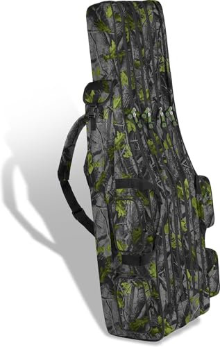 normani XXL Angelrutentasche Rutentasche mit 4 Rutenfächern für 8 Ruten - Angeltasche Kescher und Rutenhalter - Ruttenfutteral -125cm -150cm -160cm -170cm -190cm Farbe Fog-Autumn-Camo Größe 1,90 m