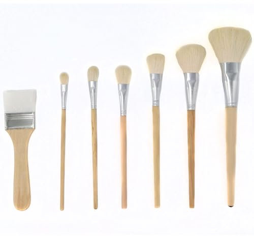 7 Size Mop Brush for Acrylic Painting, Blending Paint Brushes with Wooden Handle Watercolor Foil Gold Oil Painting - 7 Pack
